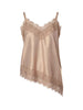 Pieces top cipria asimmetrico in pizzo