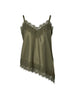Pieces top verde asimmetrico in pizzo