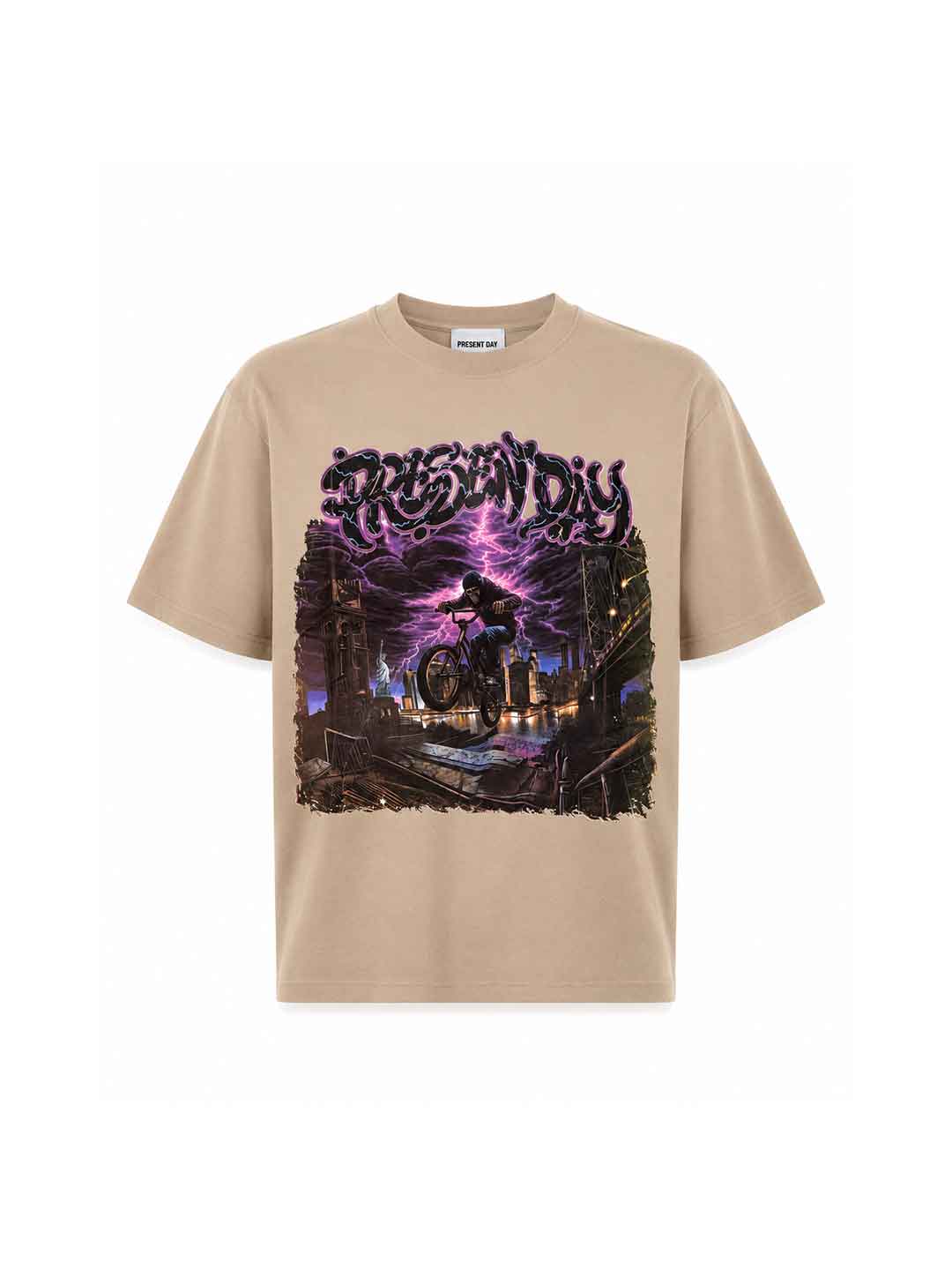 Present Day t-shirt beige con teschio G3003 BEIGE PRESENT DAY 