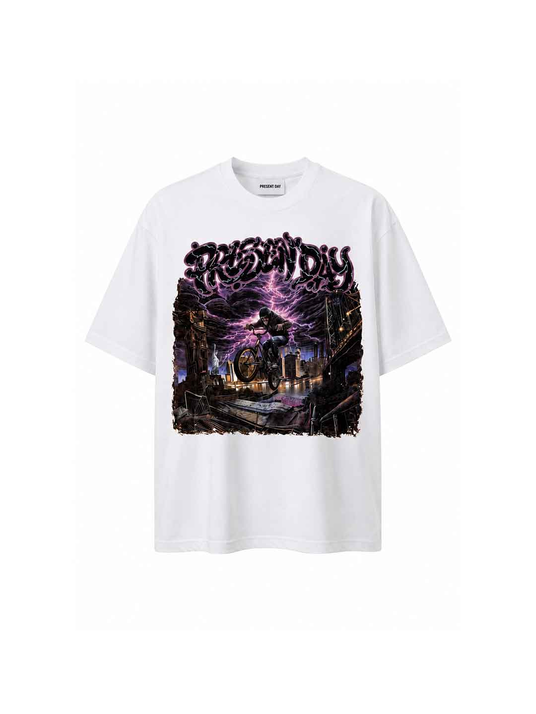 Present Day t-shirt bianco con teschio G3003 BIANCO PRESENT DAY 