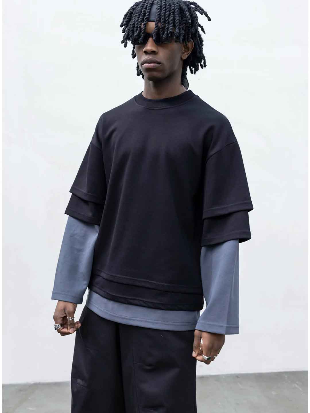 Prsent Day Long Triple t-shirt nero e blu PRS106 NERO PRESENT DAY 