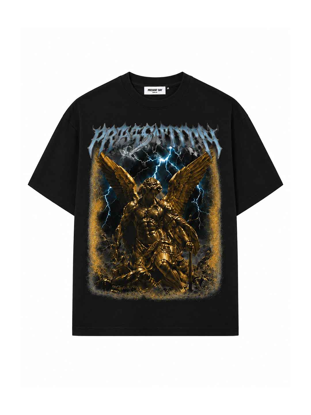 Present Day t-shirt nero con angelo PRS164 NERO PRESENT DAY 