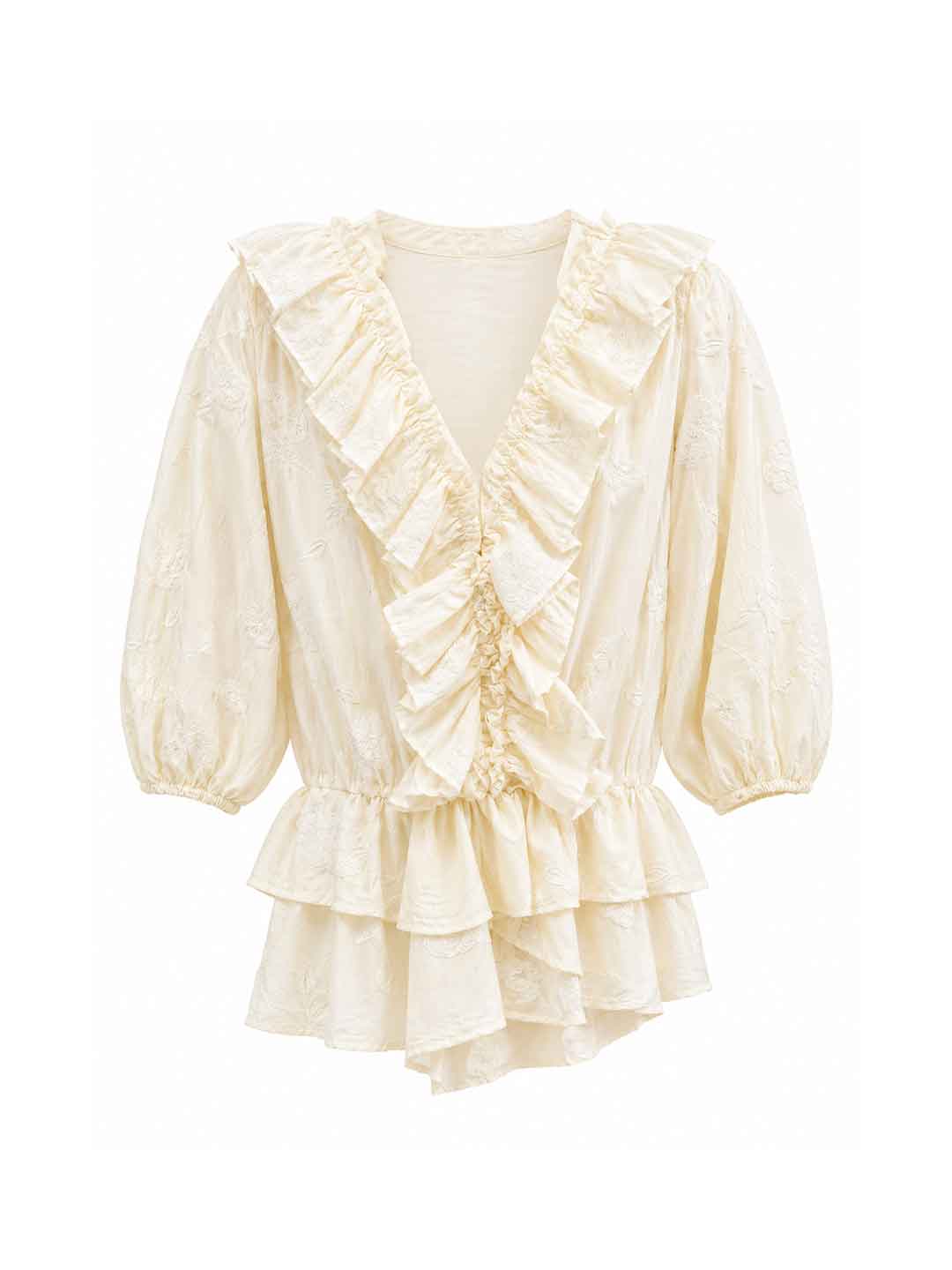 Pype camicia kids bianco con ricami e volant 2-14 anni CARAIBI BIANCO PYPE 