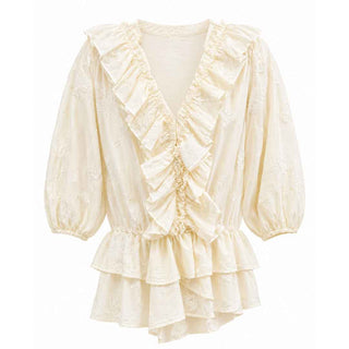 Pype camicia kids bianco con ricami e volant 2-14 anni CARAIBI BIANCO PYPE 