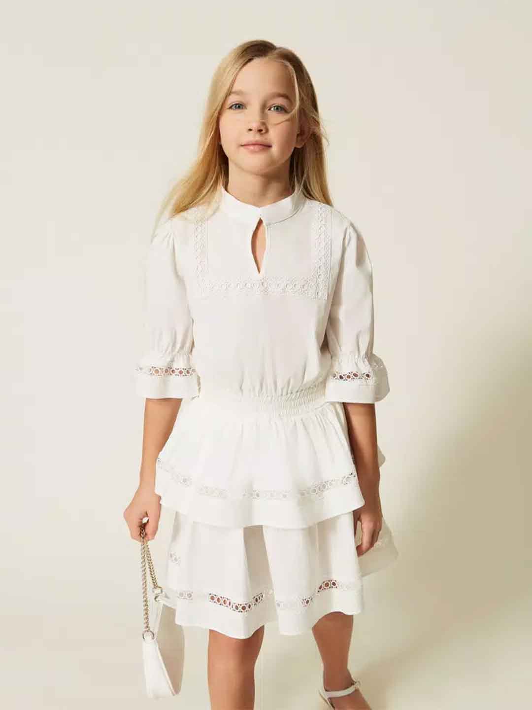 Twinset abito kids bianco con pizzo 261GJ2042 BIANCO TWINSET 