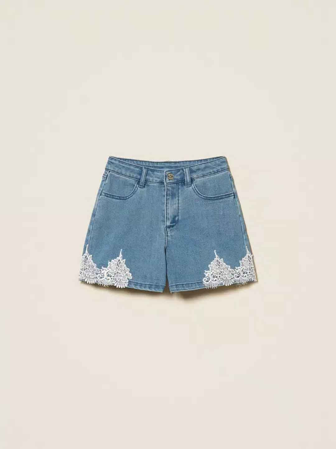 Twinset shorts kids in jeans con pizzo 261GJ2081 JEANS TWINSET 