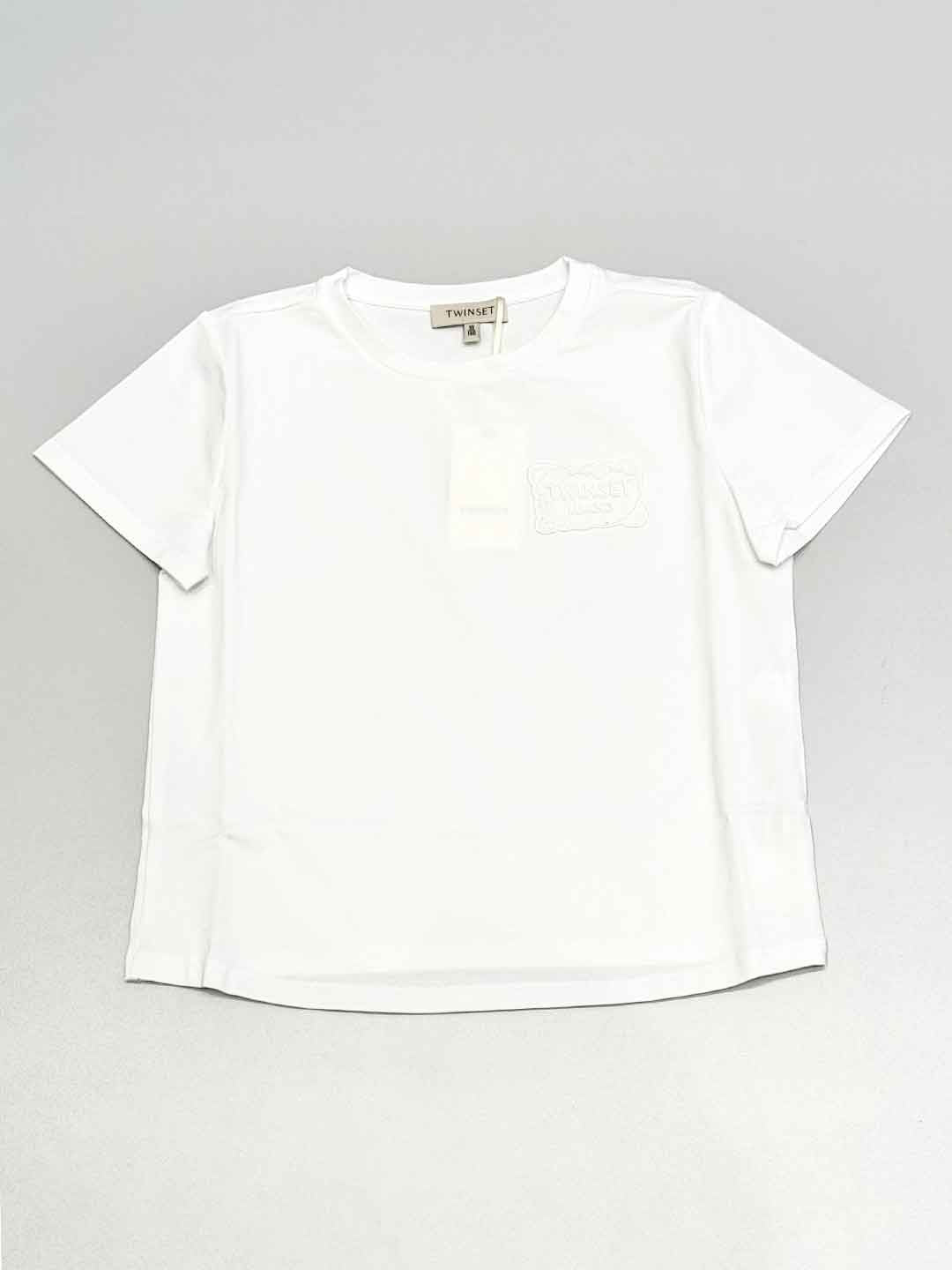Twinset t-shirt kids bianco con logo ricamato 8-16 anni 261GJ2091 BIANCO TWINSET 