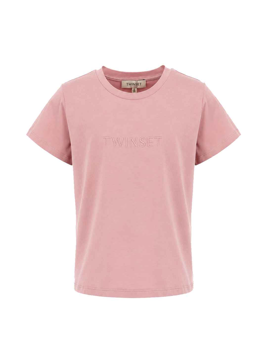 Twinset t-shirt kids rosa con logo ricamato 261GJ2252 ROSA TWINSET 