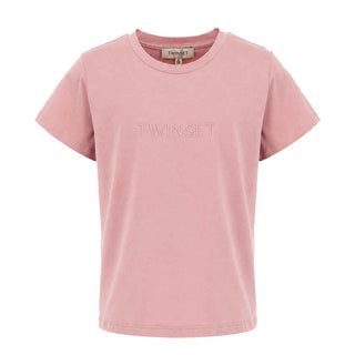 Twinset t-shirt kids rosa con logo ricamato 261GJ2252 ROSA TWINSET 