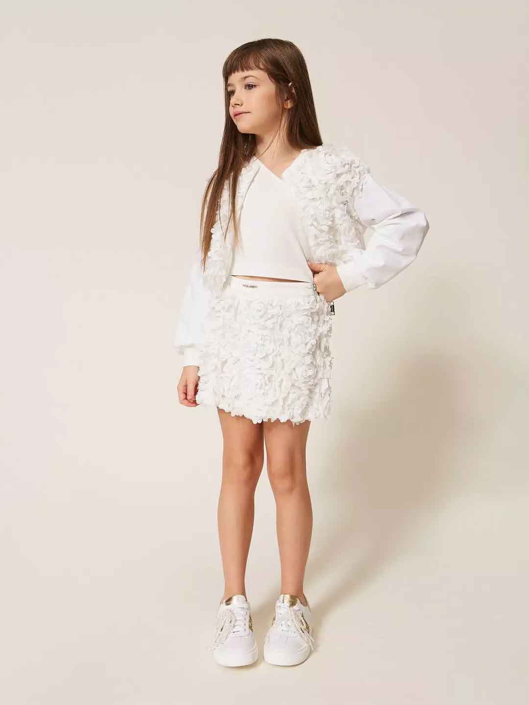Twinset shorts kids bianco con rose 261GJ2Q60 BIANCO TWINSET 