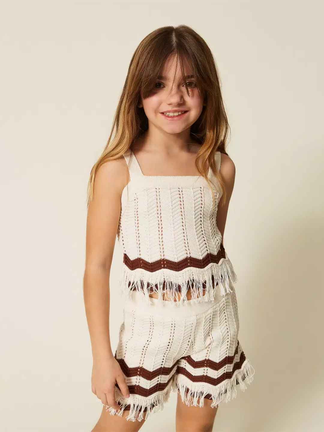 Twinset coordinato kids panna in maglia 261GJ3021 PANNA TWINSET 