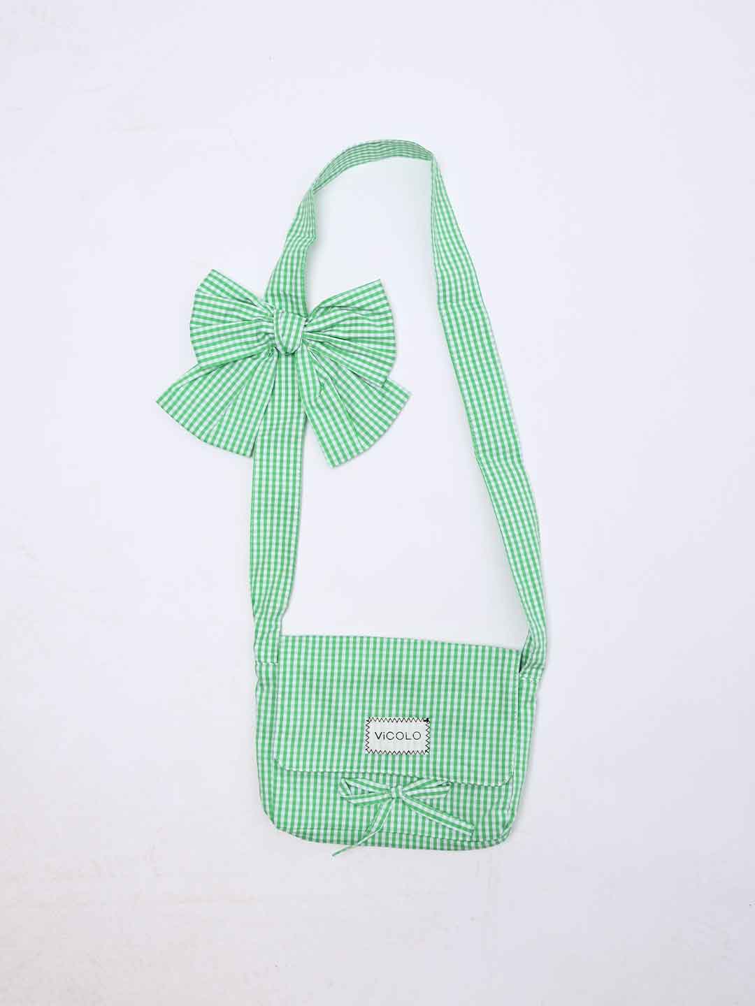 Vicolo pochette kids verde a quadretti con fiocco 3146BP00418 VERDE VICOLO 
