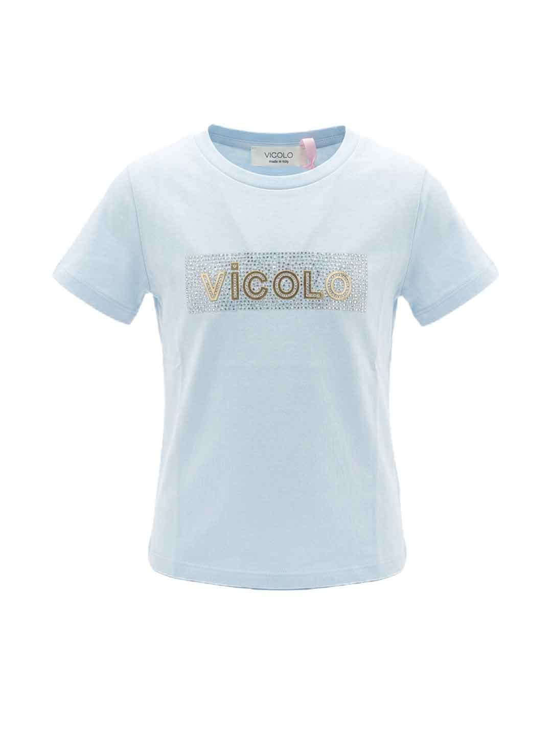 Vicolo t-shirt kids azzurro con logo glitter 2-14 anni 3146M00415 AZZURRO VICOLO 