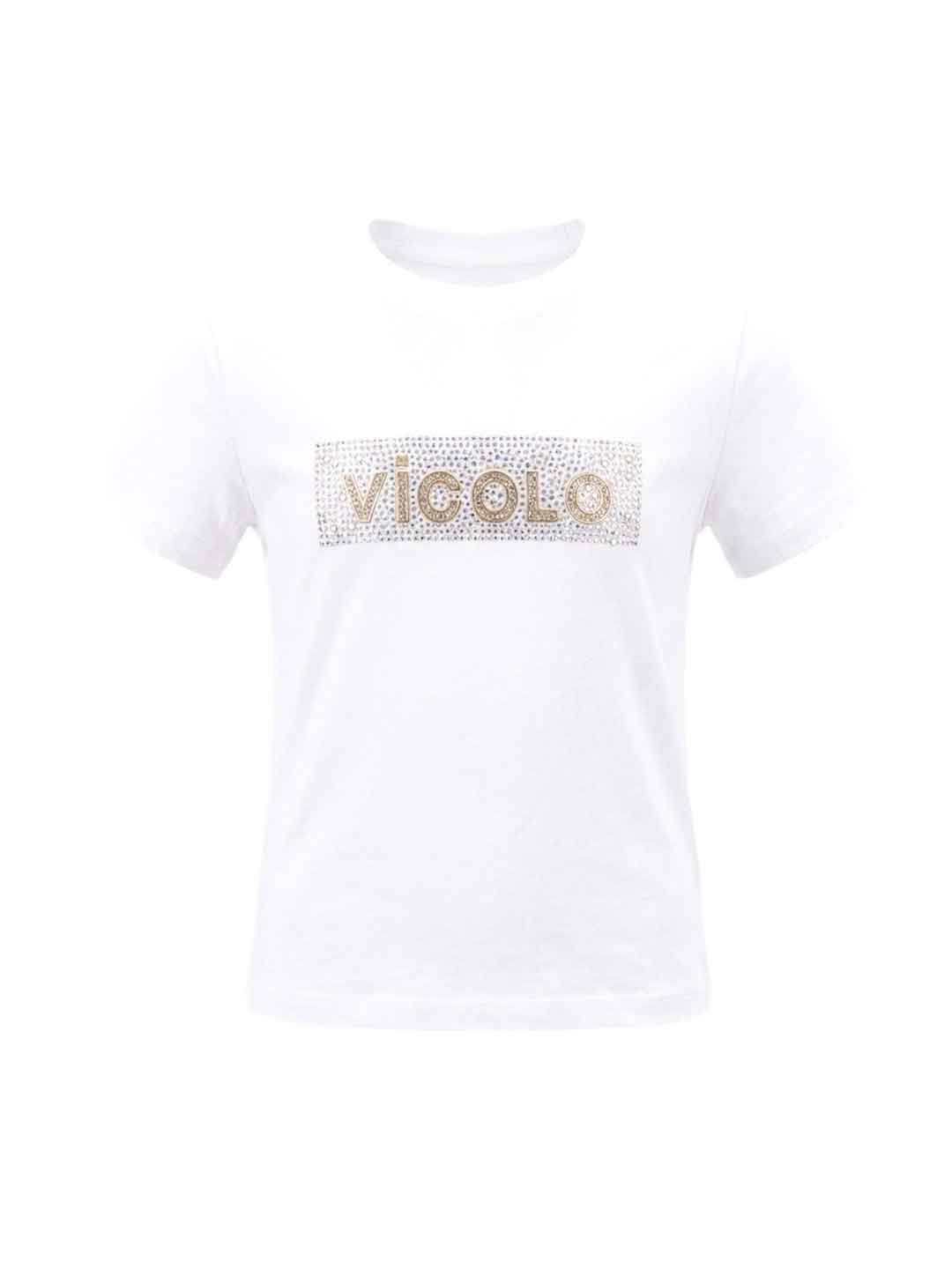 Vicolo t-shirt kids bianco con logo glitter 2-14 anni 3146M00415 BIANCO VICOLO 