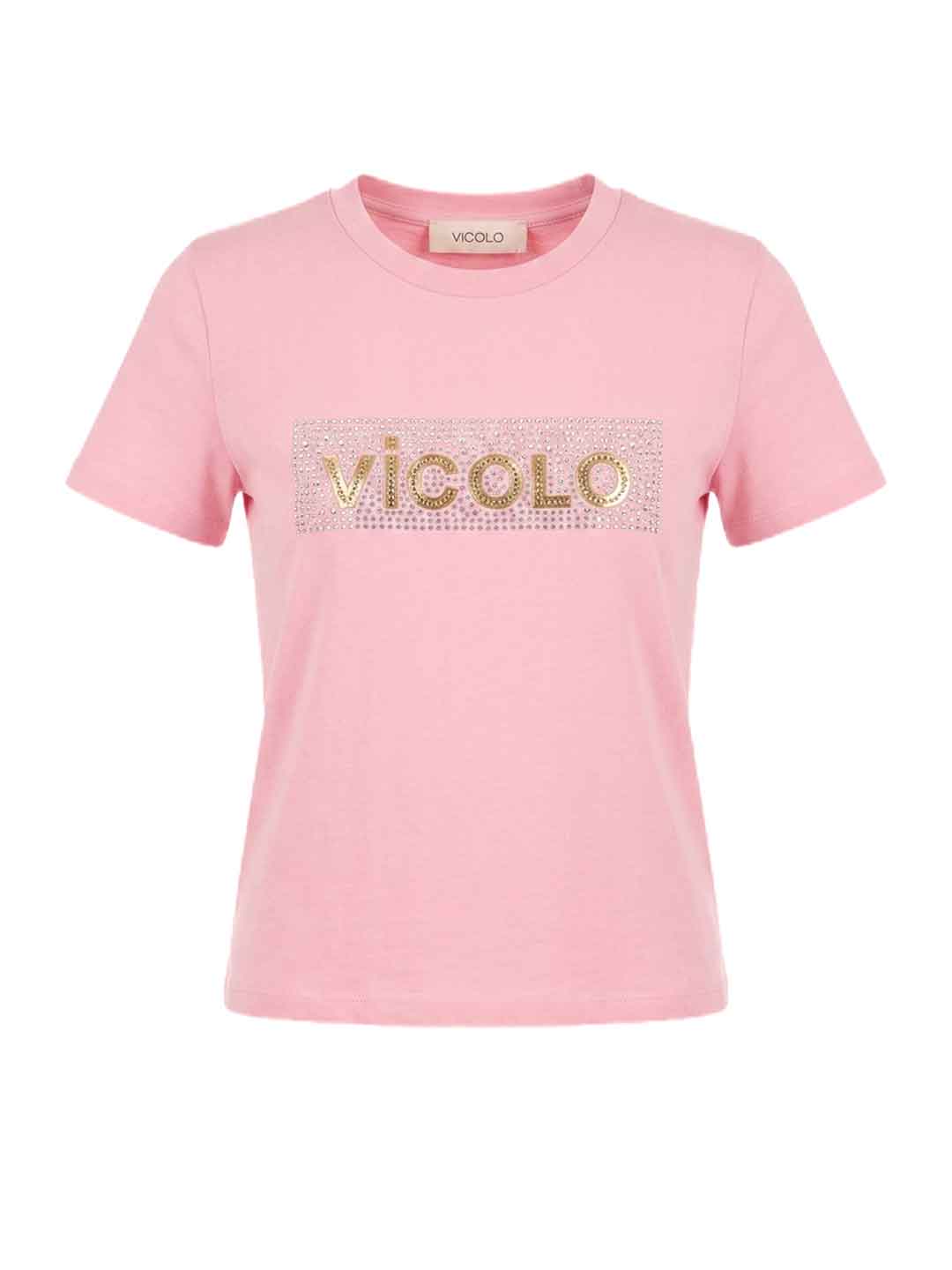 Vicolo t-shirt kids rosa con logo glitter 2-14 anni 3146M00415 ROSA VICOLO 