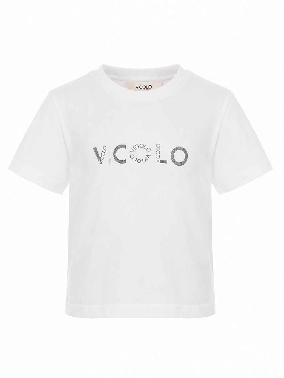 Vicolo t-shirt kids rosa con logo 3146M00416 BIANCO VICOLO 