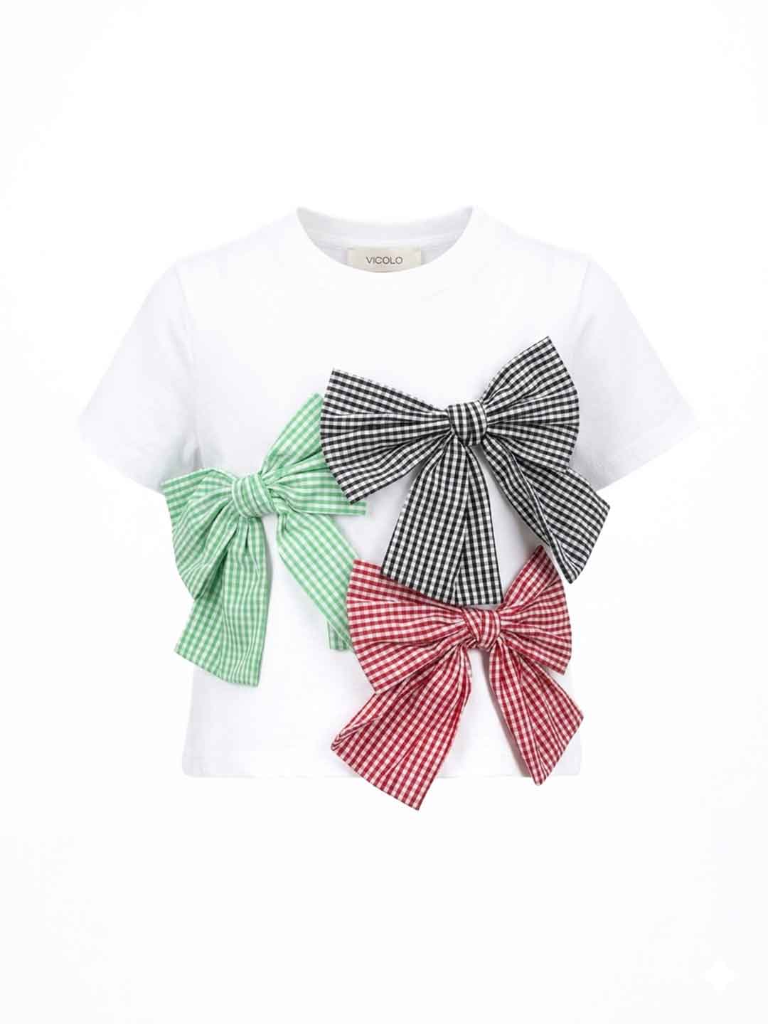 Vicolo t-shirt kids bianco con fiocchi 2-14 anni 3146M00433 BIANCO VICOLO 