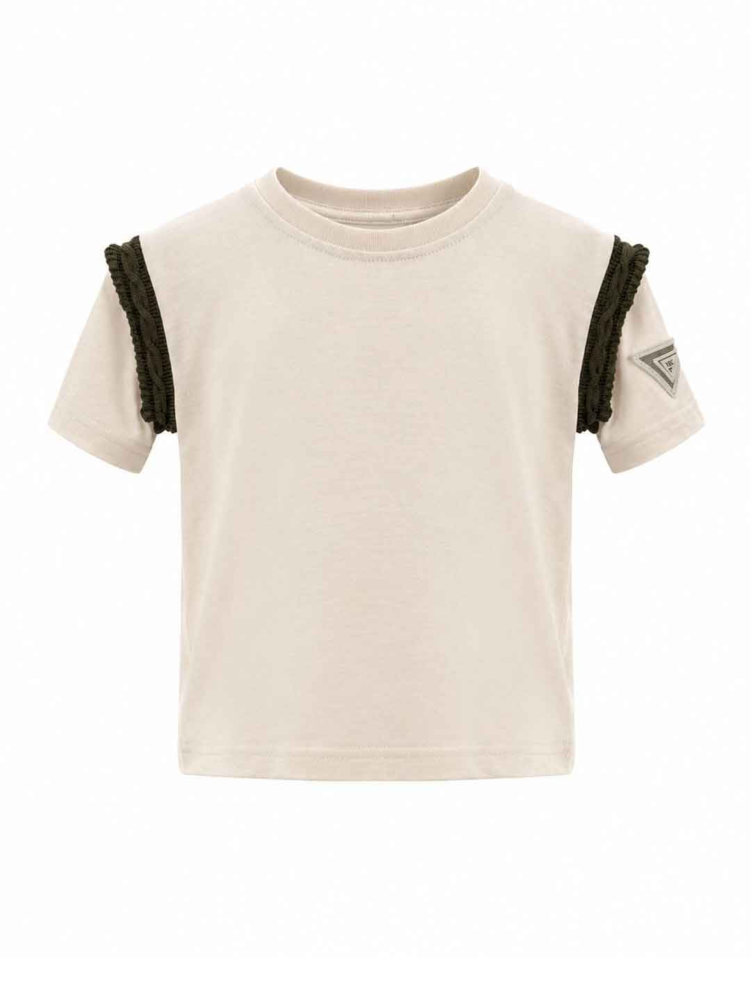 Yes London t-shirt kids panna con intreccio verde 2-16 anni JR2177 PANNA YES LONDON 