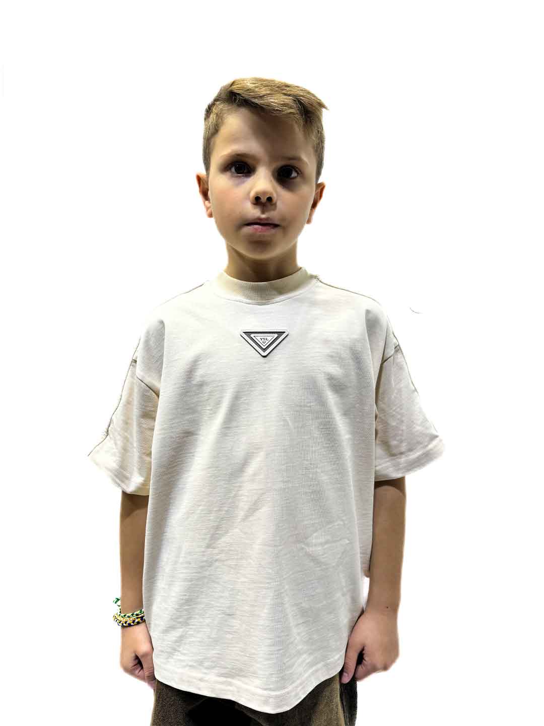 Yes London t-shirt kids panna con bande intrecciate JR2178 PANNA YES LONDON 
