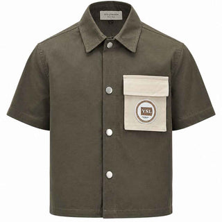 Yes London camicia kids verde con tasca panna 2-16 anni JR6040 VERDE YES LONDON 
