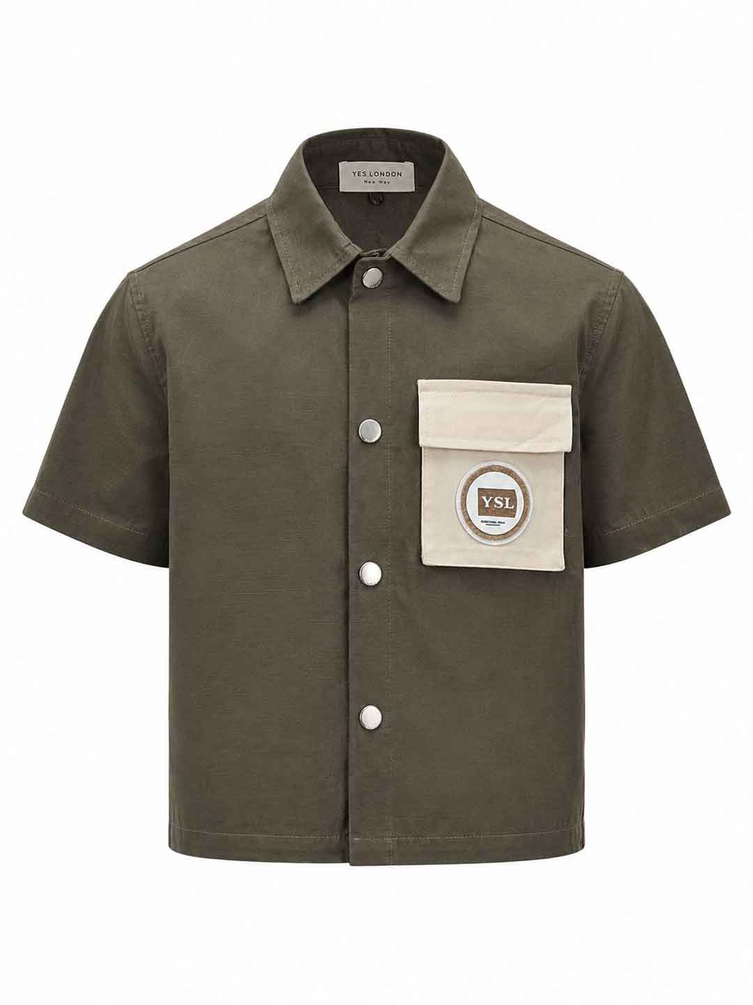 Yes London camicia kids verde con tasca panna 2-16 anni JR6040 VERDE YES LONDON 
