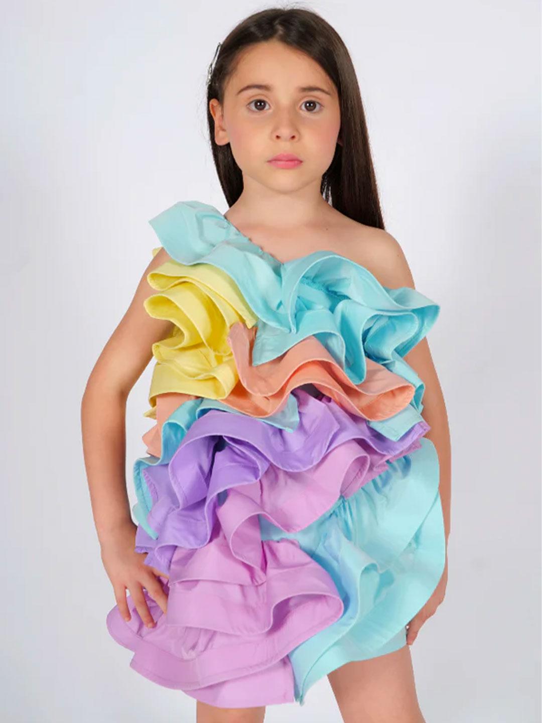 Fun & Fun abito kids multicolor con voilant 1062 MULTICOLOR FUN & FUN 