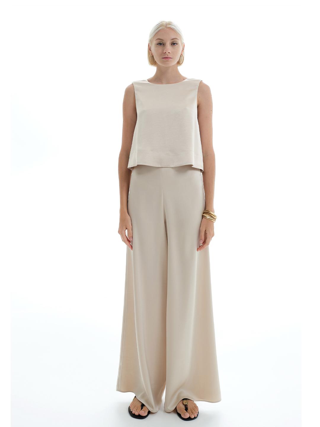 Eleh pantalone beige fondo ampio 00016 ROSA ELEH 