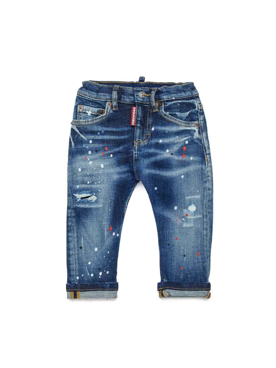 Dsquared 2 jeans kids blu effetto pittura DQ01TC D0AFU BLU DSQUARED 2 