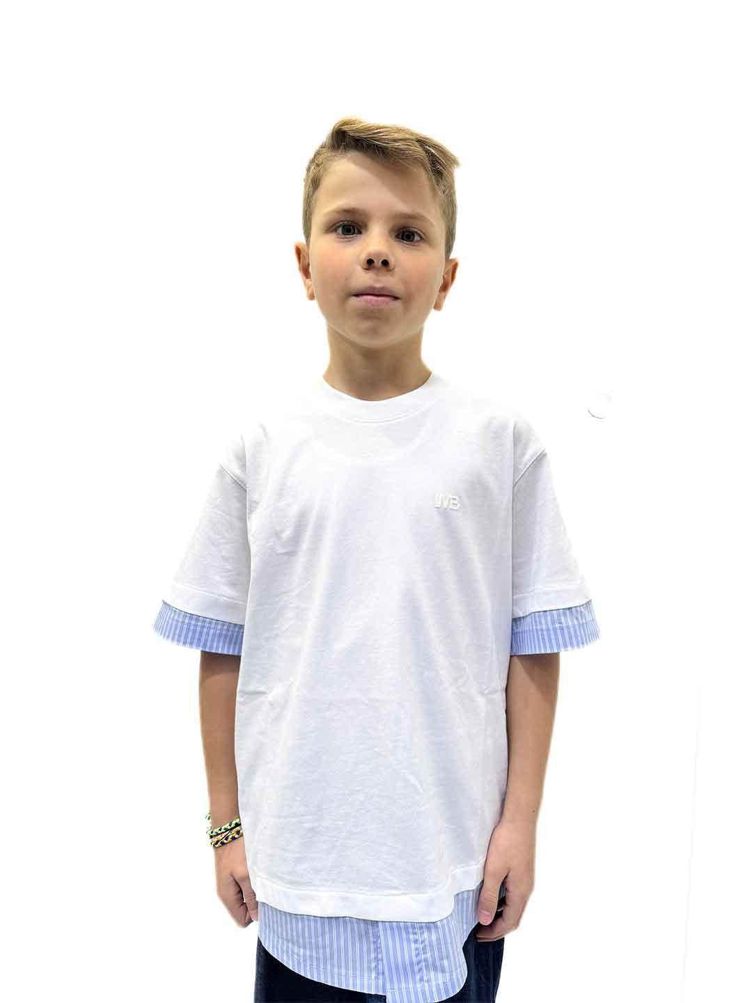 Im Brian t-shirt kids bianco con orli a camicia TS3745J BIANCO I'M BRIAN 