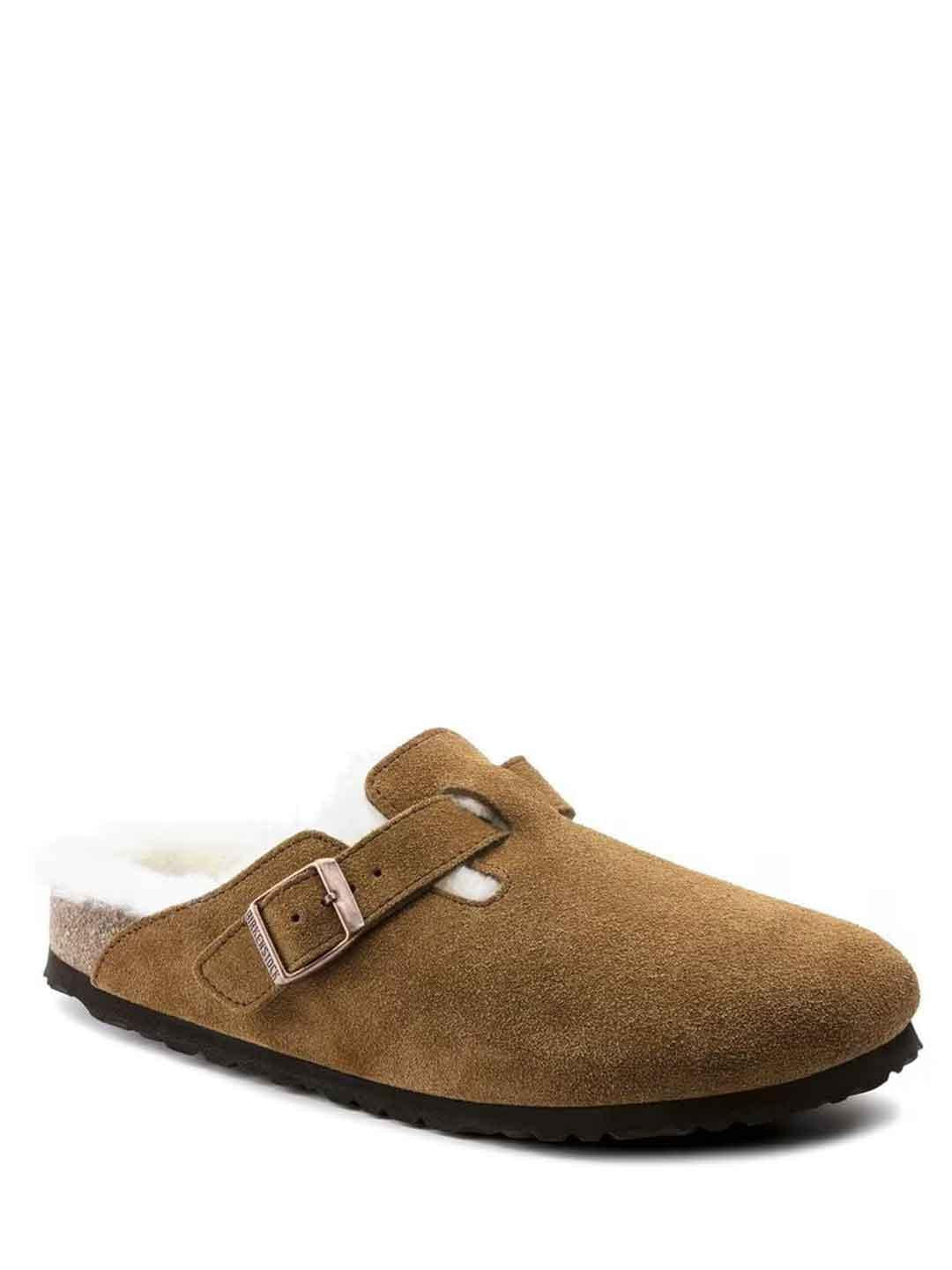 Birkenstock Boston sabot cuoio con pelliccia – Mazzola Store