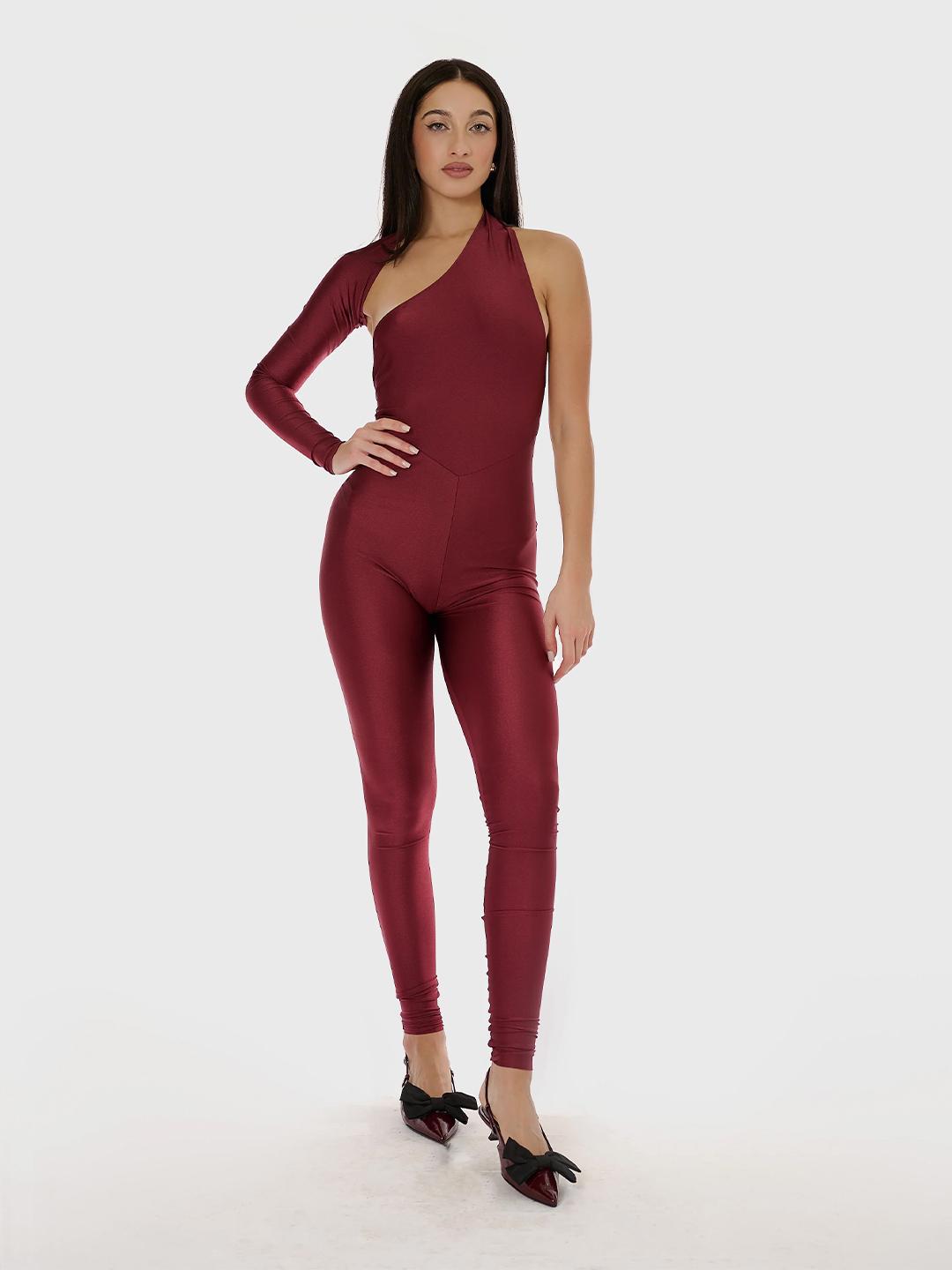 Island Coco Nemesi Jumpsuit tuta bordeaux monospalla AB-IC22 BORDEAUX ISLAND COCO 