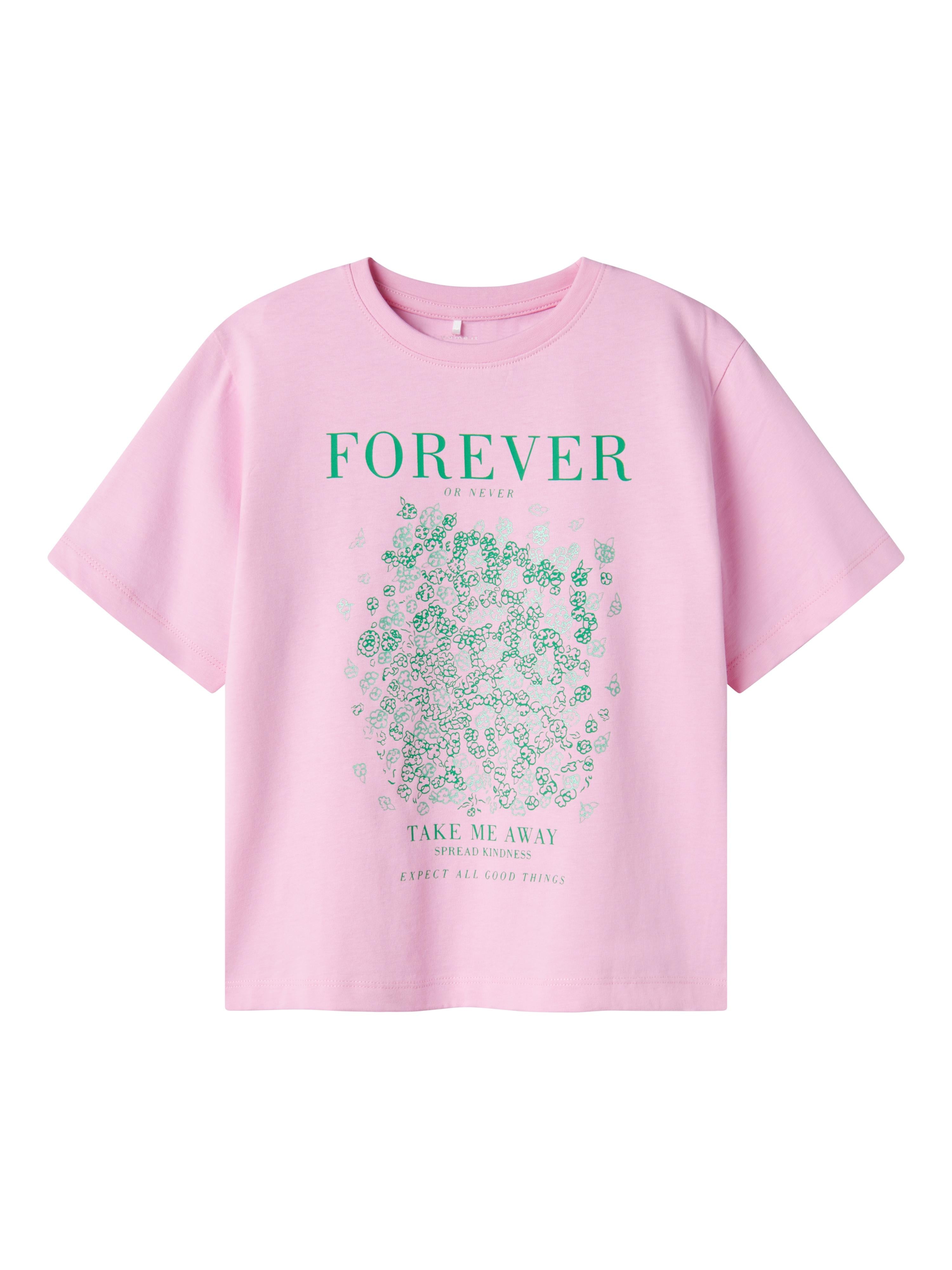 Name It t-shirt kids rosa con stampa verde 13240654V ROSA NAME IT 