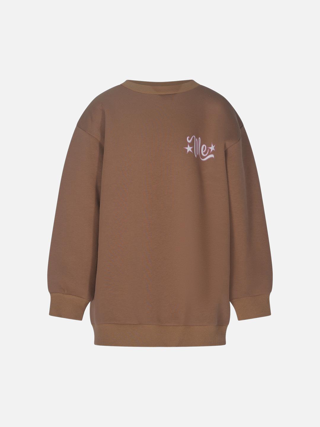 Marc Ellis felpa kids tabacco gricollo con logo viola 00270 TABACCO MARC ELLIS 