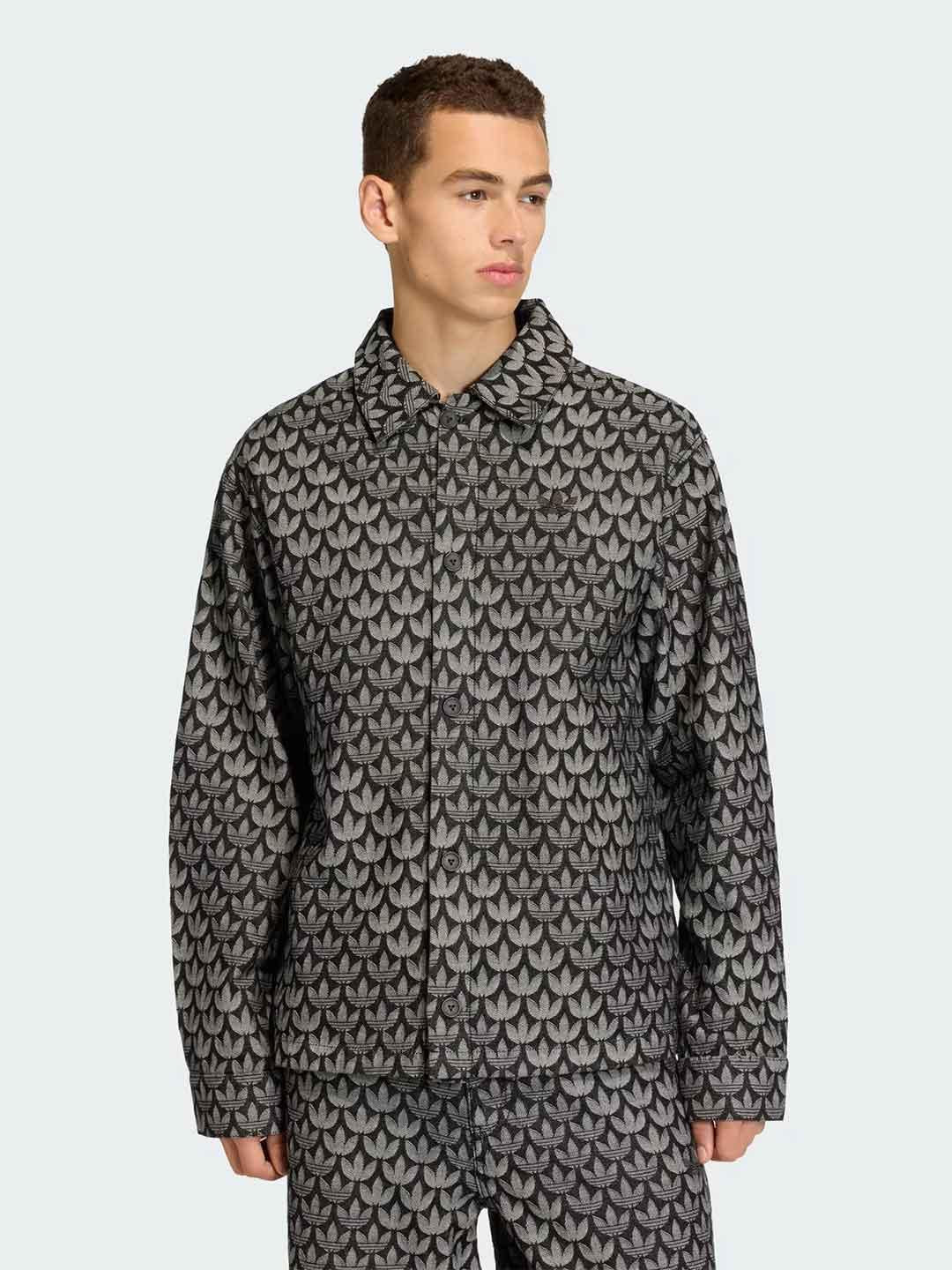 Adidas camicia nero in denim multilogo KC6379 NERO ADIDAS 