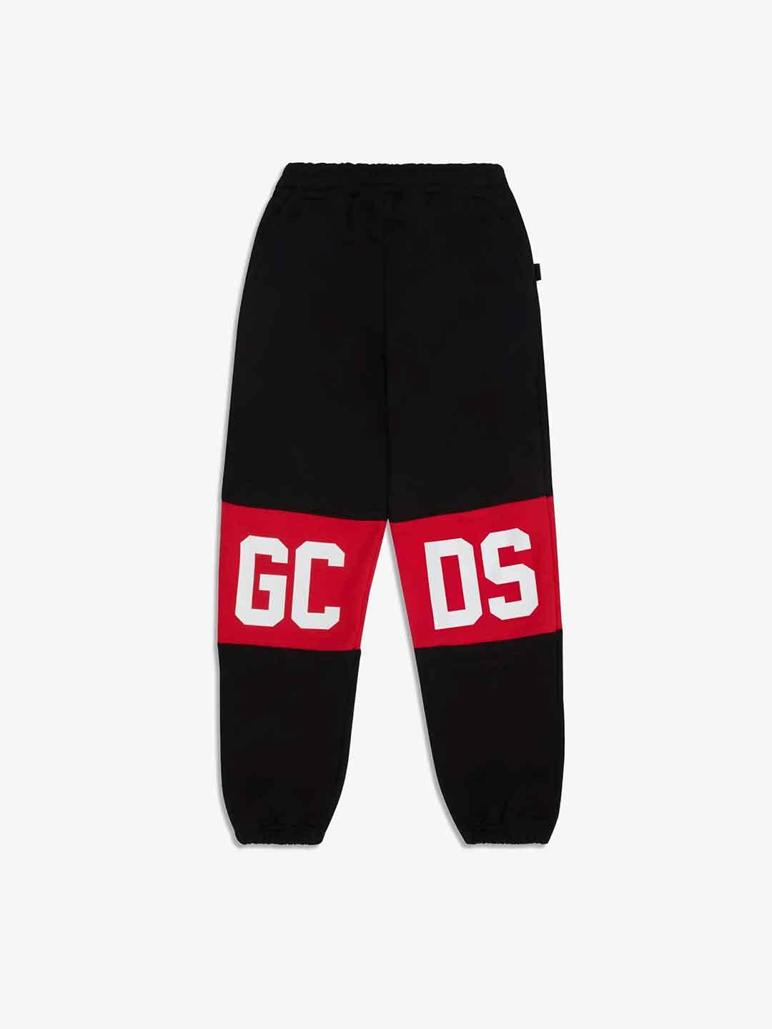 GCDS pantaloni kids nero con banda logo B2JU3017BA2 NERO GCDS 