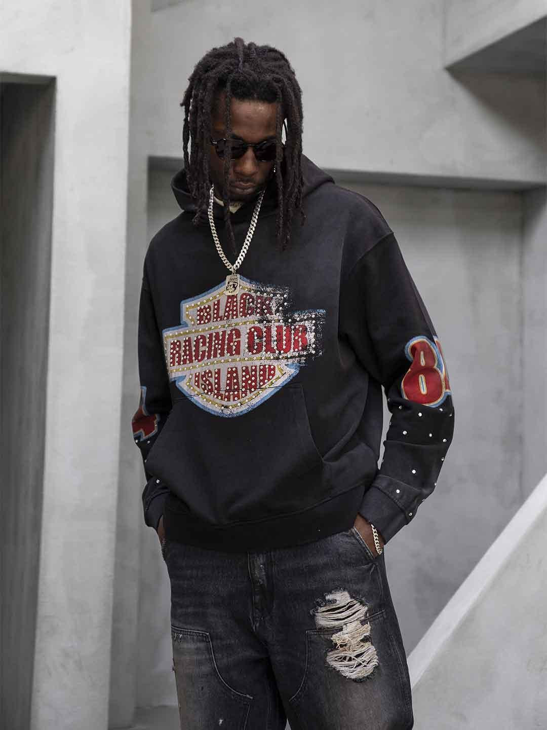 Black Island felpa nero con cappuccio e strass ADA1979 NERO BLACK ISLAND 