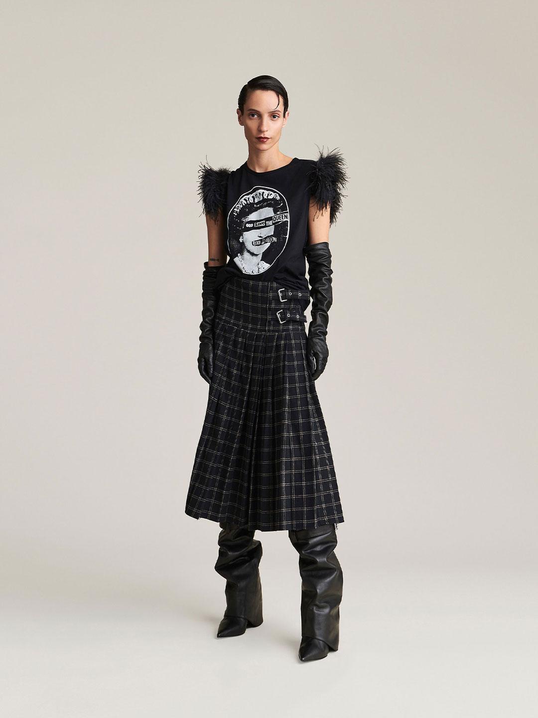 Aniye By Long Skirt GWEN gonna nero a quadri I58 181391 NERO ANIYE BY 