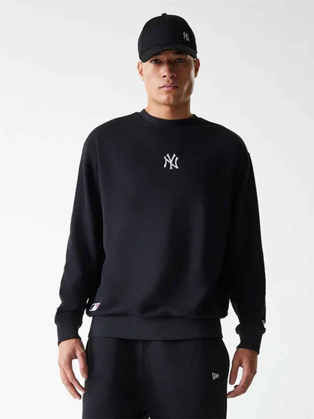 New Era felpa nero NY con logo bianco girocollo 60675776 NERO NEW ERA 