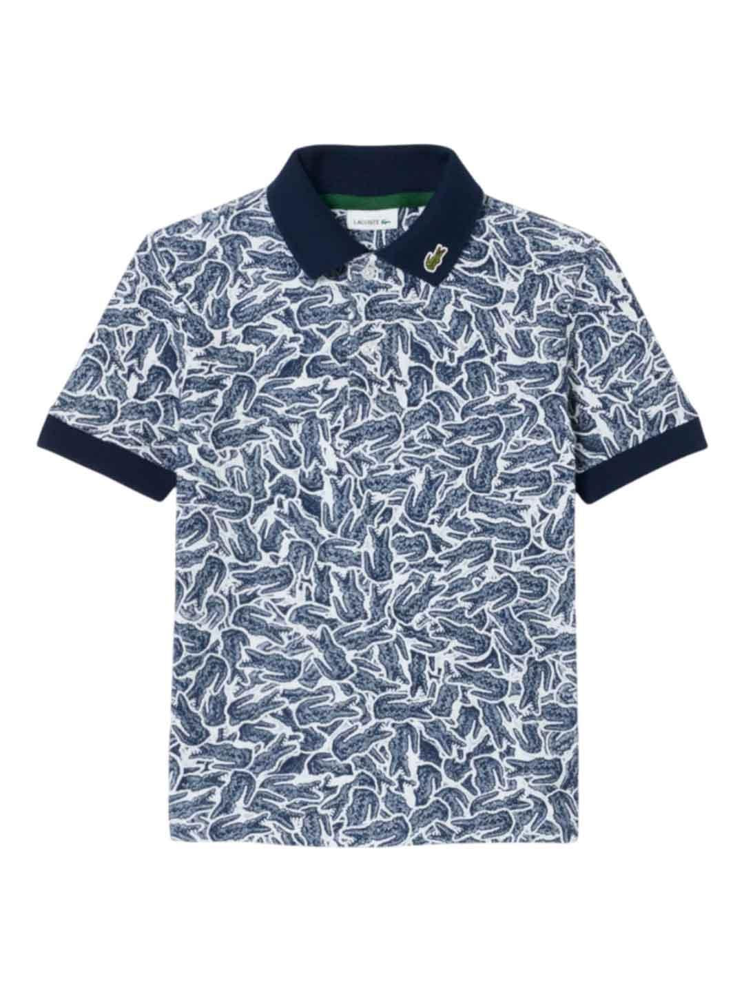 Lacoste polo kids blu con logo all over 8-16 anni 947127 UGW BLU LACOSTE 