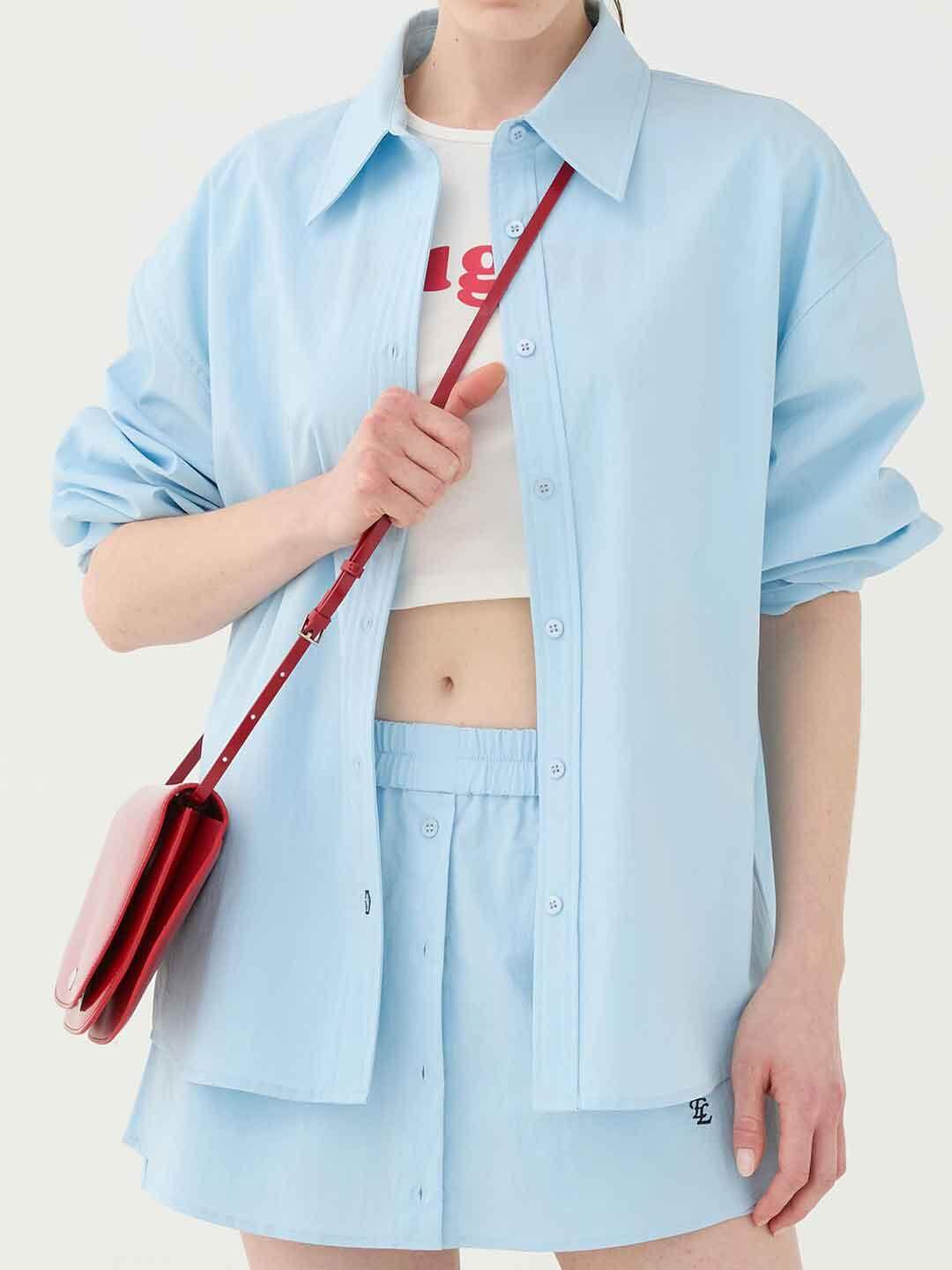 Eleh camicia celeste con ricamo sul retro SS260180 CELESTE ELEH 