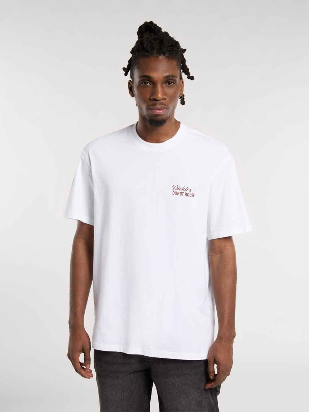 Dickies Donut House t-shirt bianco con stampa retro DK0A87QN0WH1 BIANCO DICKIES 