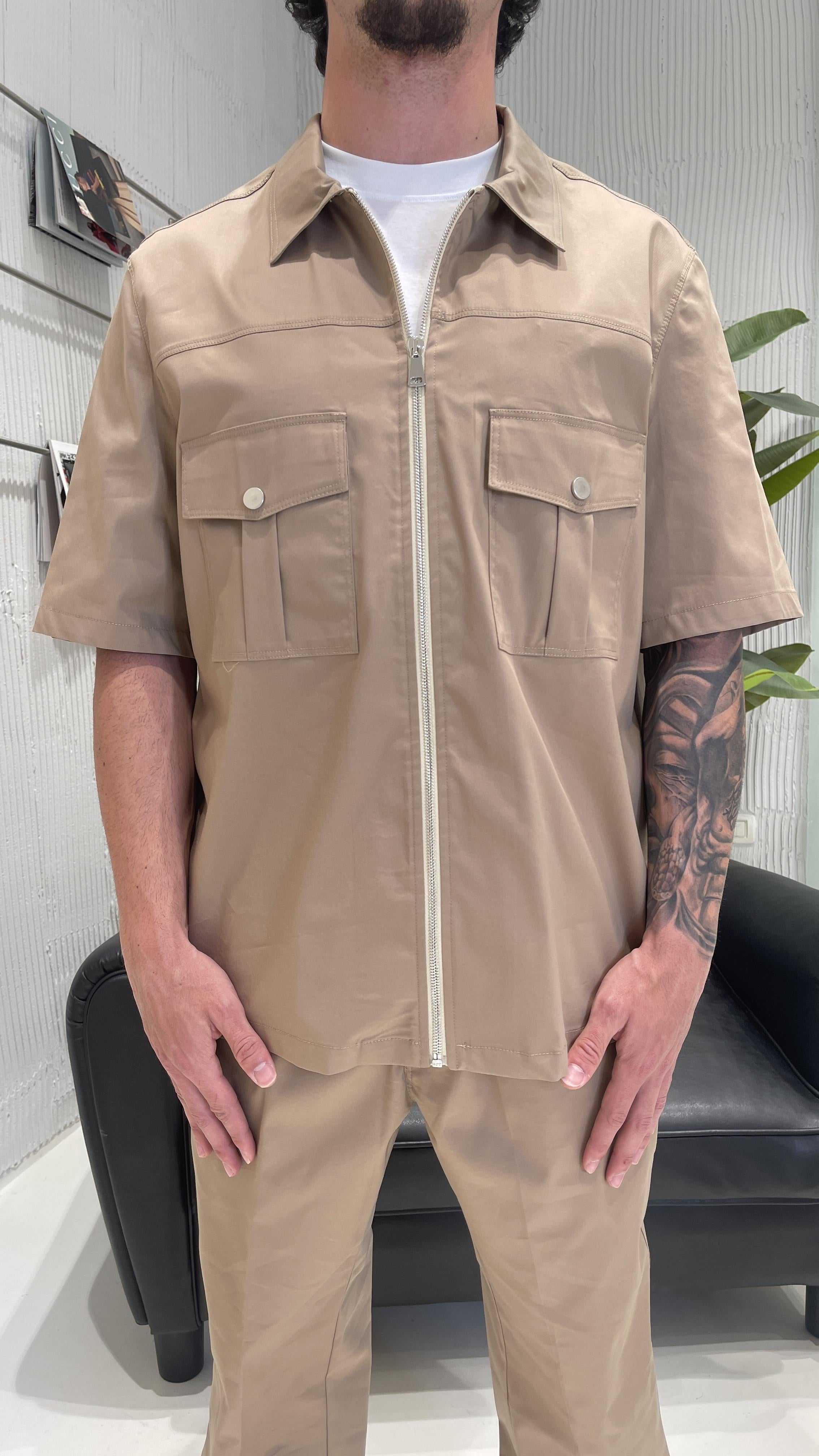 Pret A Porter camicia beige con tasconi 70019 BEIGE PRET A PORTER