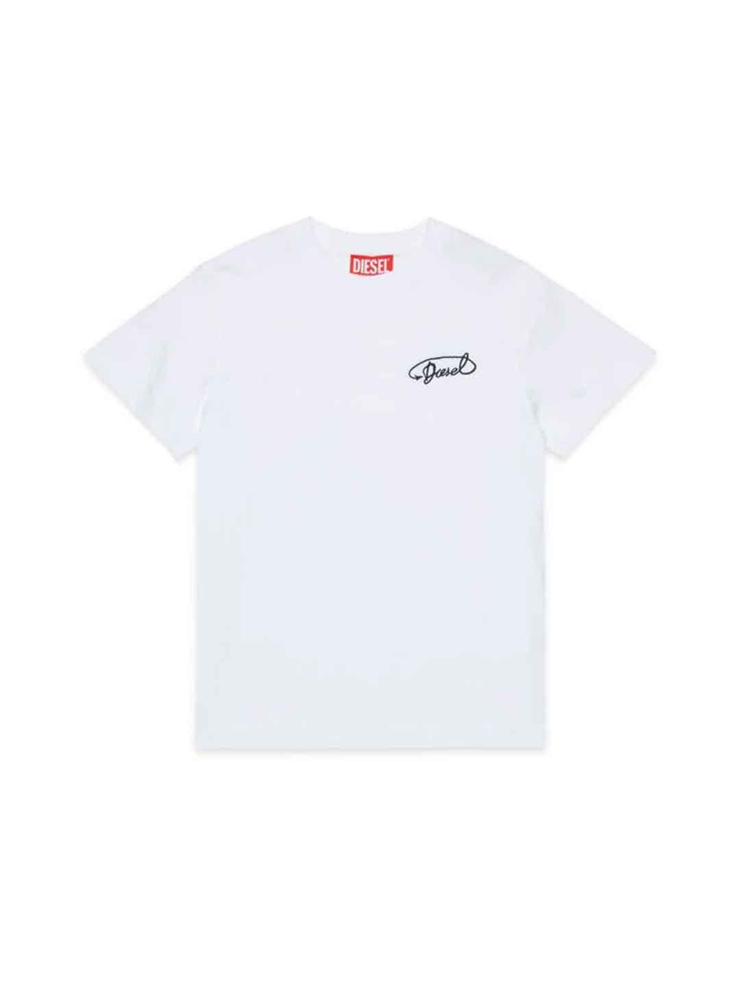 Diesel t-shirt kids bianco con logo ricamato J0256 0CATM BIANCO DIESEL 