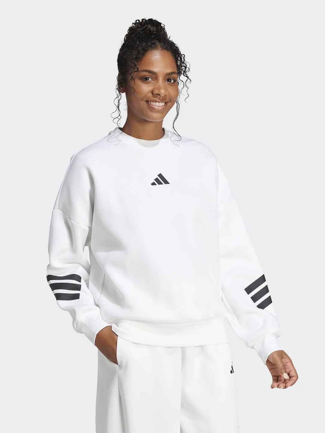 Adidas felpa bianco con bande JE0204 BIANCO ADIDAS 