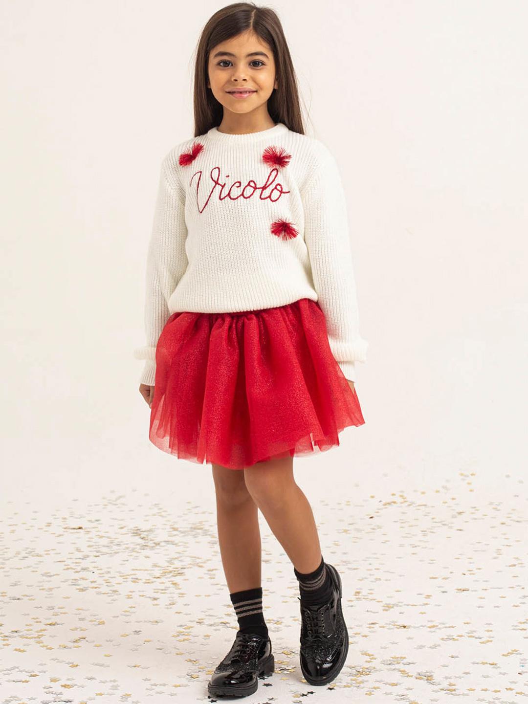 Vicolo kids minigonna toulle rosso glitterato 3142G0975 ROSSO VICOLO 