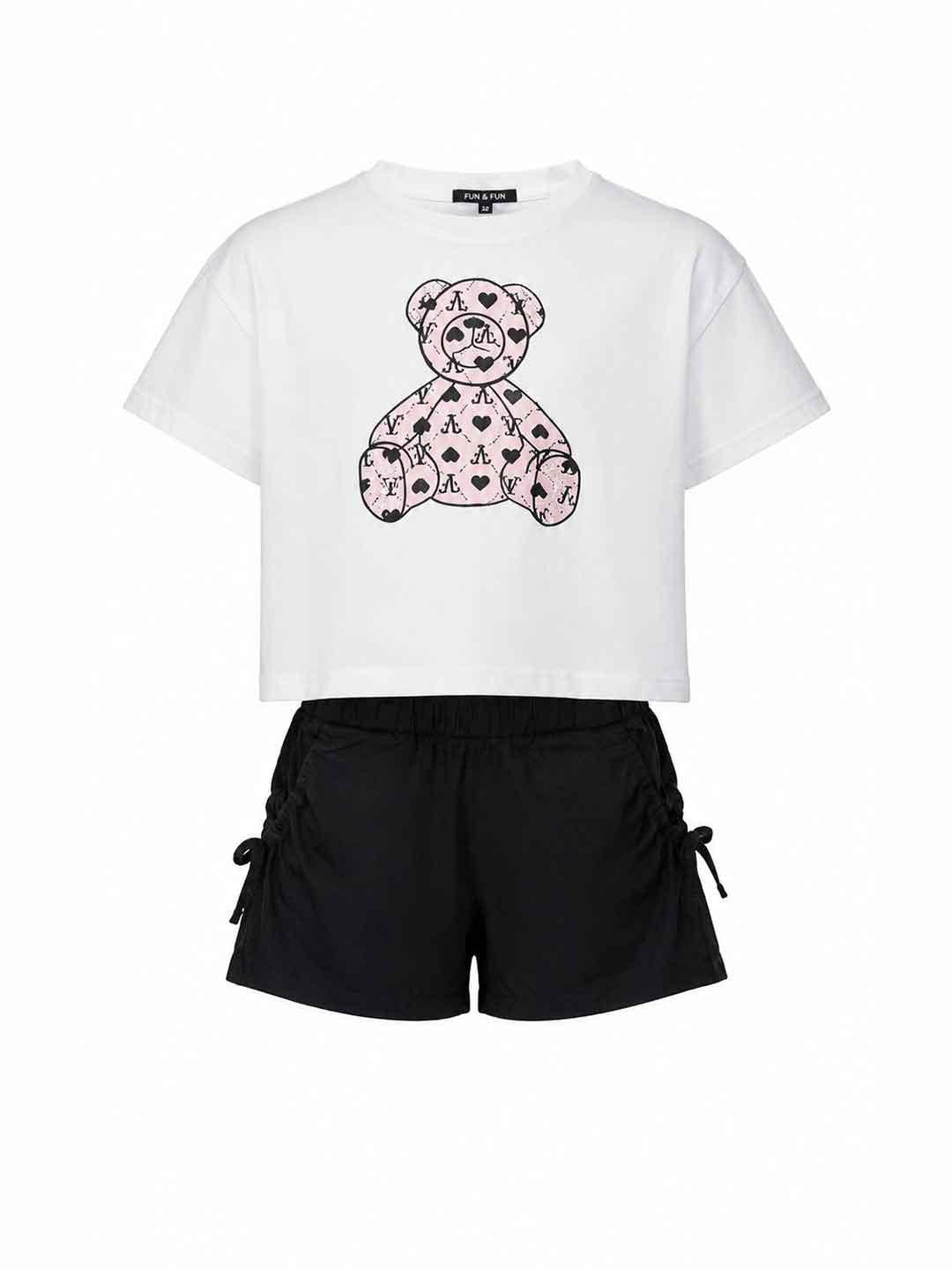 Fun & Fun coordinato kids bianco e nero con orsetto 8-18 anni FJCM03076 BIANCO FUN & FUN 