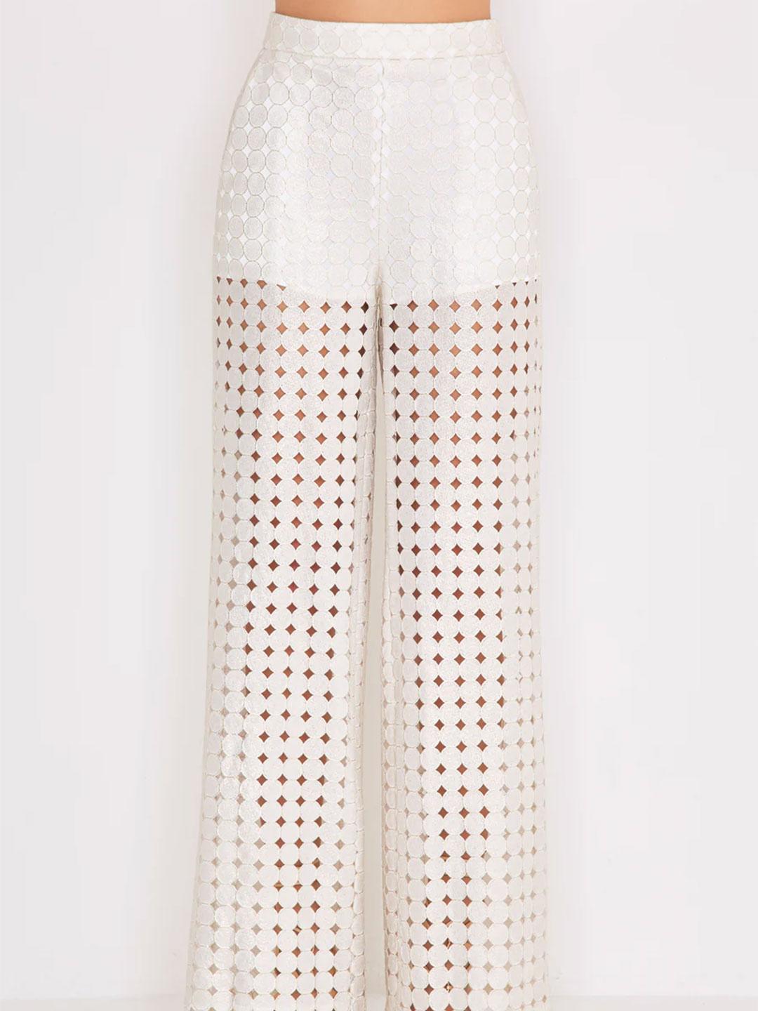 Silence Circles pantaloni panna traforato PA273 PANNA SILENCE 