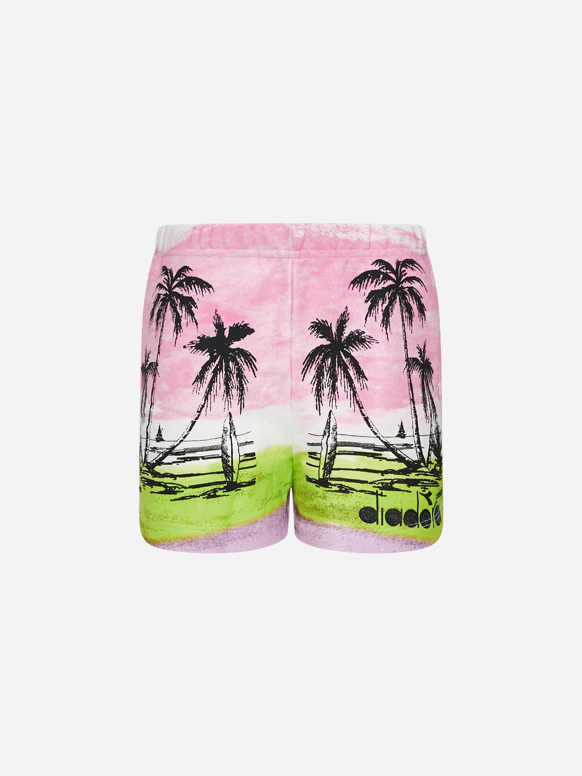 Diadora kids shorts fantasia rosa bianco e verde 033346 MULTICOLOR DIADORA 