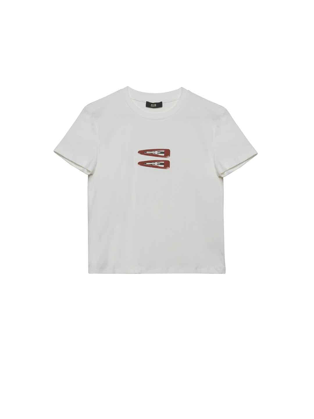 Eleh t-shirt azzurro con stampa mollette SS260376 BIANCO ELEH 