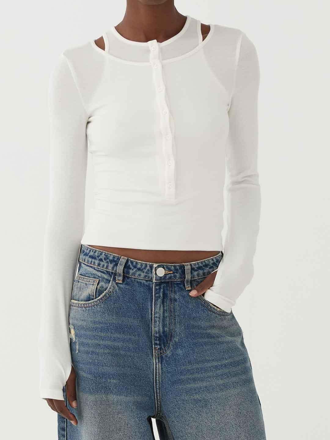 Eleh t-shirt bianco manica lunga SS260253 BIANCO ELEH 